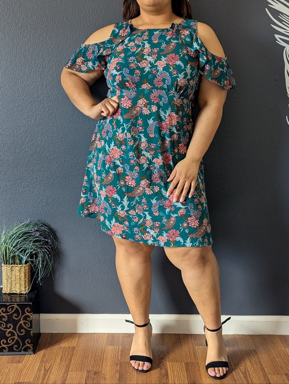 Teal Xhilaration Paisley Print Dress